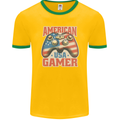 American USA Gamer Video Games Joypad Mens Ringer T-Shirt FotL Gold/Green