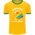 LGBT Rainbow Sheep Funny Gay Pride Day Mens Ringer T-Shirt FotL Gold/Green