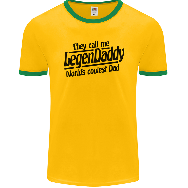 Legendaddy Funny Father's Day Daddy Mens Ringer T-Shirt FotL Gold/Green