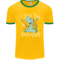 T-Rex I Love You Dinosaur Valentines Day Mens White Ringer T-Shirt Gold/Green