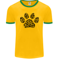 Dog Paw Print Word Art Mens Ringer T-Shirt FotL Gold/Green