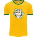 Cat Hole Mens White Ringer T-Shirt Gold/Green