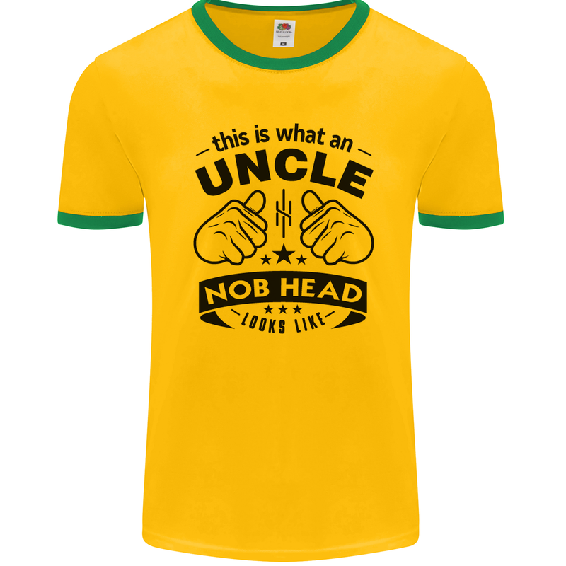 An Uncle Nob Head Looks Like Uncle's Day Mens Ringer T-Shirt FotL Gold/Green