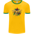 Maacaw Parrot In the Jungle Mens Ringer T-Shirt FotL Gold/Green