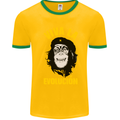 Funny Che Guevara Evolution Monkey Atheist Mens White Ringer T-Shirt Gold/Green