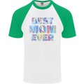 Best Mom Ever Tie Died Effect Mother's Day Mens S/S Baseball T-Shirt White/Green