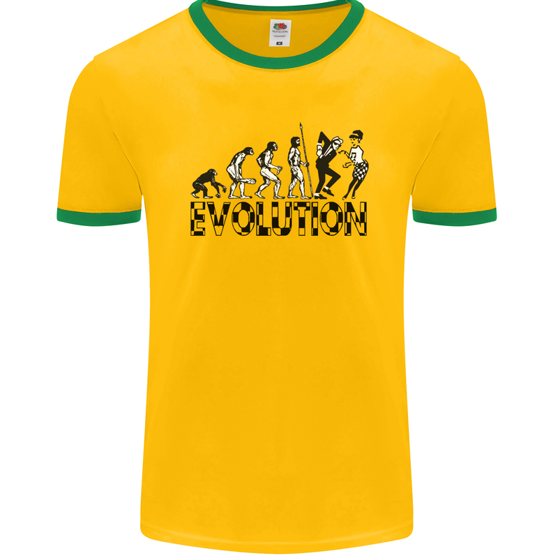 2 Tone Evolution Music 2Tone SKA Mens Ringer T-Shirt FotL Gold/Green