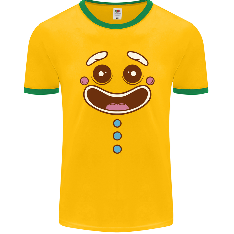 A GingerBread Man Mens Ringer T-Shirt FotL Gold/Green