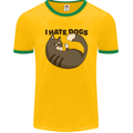 I Hate Dogs Funny Cat Lover Mens Ringer T-Shirt FotL Gold/Green