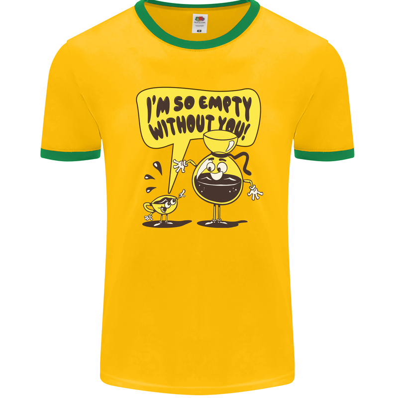 Funny Coffee Mens Ringer T-Shirt FotL Gold/Green