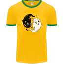 Funny Halloween Ying Yang Ghosts Mens Ringer T-Shirt FotL Gold/Green