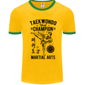 Taekwondo World Champion Martial Arts MMA Mens White Ringer T-Shirt Gold/Green