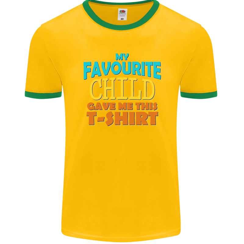 My Favourite Child Gave Me This Fathers Day Mens Ringer T-Shirt FotL Gold/Green