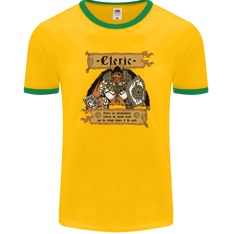 RPG Role Playing Games Cleric Dragons Mens Ringer T-Shirt FotL Gold/Green