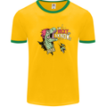 Dinosaurs T-Rex I'm Rexy and I Know It Sexy Mens White Ringer T-Shirt Gold/Green