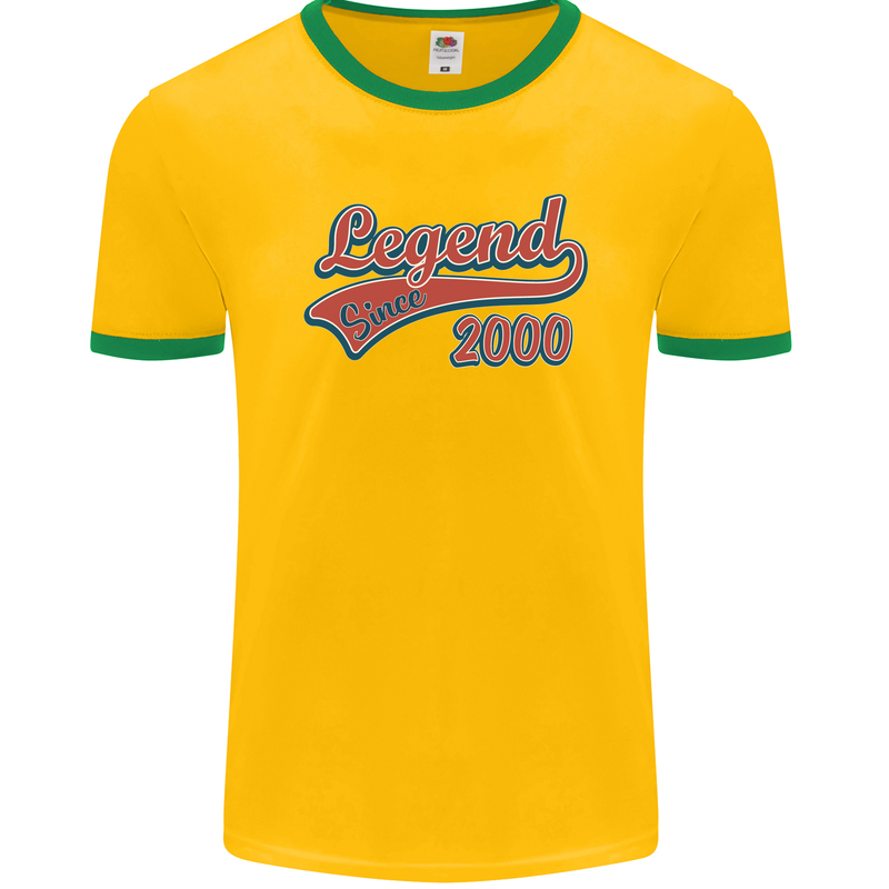 Legend Since 23rd Birthday 2000 Mens Ringer T-Shirt FotL Gold/Green