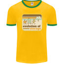 Storage Evolution Retro CD HD Drive USB Stick Mens Ringer T-Shirt FotL Gold/Green