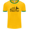 Evolution of Motorcycle Motorbike Biker Mens Ringer T-Shirt FotL Gold/Green