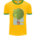 Funny Lettuce Hot Air Balloon Mens White Ringer T-Shirt Gold/Green