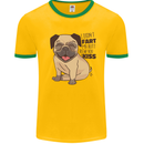Pug I Didn't Fart My Butt Blew You a Kiss Mens White Ringer T-Shirt Gold/Green