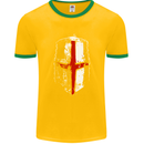 Helmet Gym England Flag St Georges Day Mens Ringer T-Shirt FotL Gold/Green