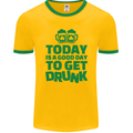 Good Day to Get Drunk St. Patrick's Day Mens Ringer T-Shirt FotL Gold/Green