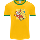 Rock Climbing Santa Funny Christmas Climber Mens Ringer T-Shirt FotL Gold/Green