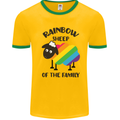 Rainbow Sheep Funny LGBT Gay Pride Day Mens White Ringer T-Shirt Gold/Green