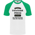 Property of Shawshank Prison Movie 90's Mens S/S Baseball T-Shirt White/Green