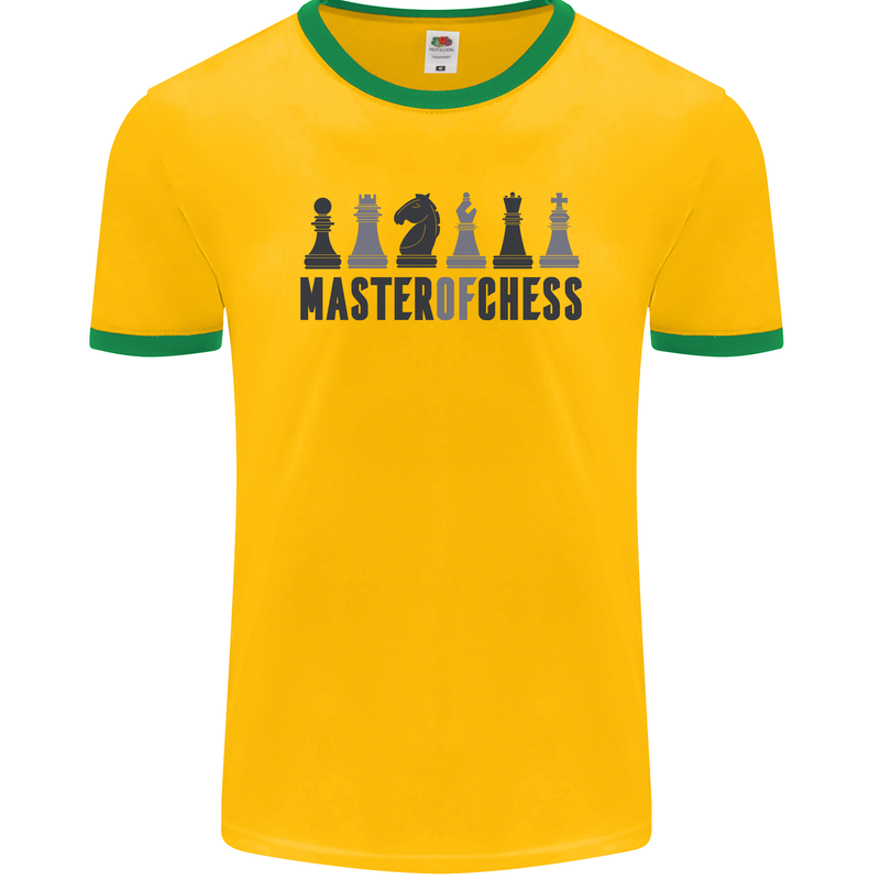 Master of Chess Mens Ringer T-Shirt FotL Gold/Green