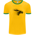 Abstract Motocross Rider Dirt Bike Mens Ringer T-Shirt FotL Gold/Green