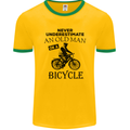 Cycling Never Underestimate Old Man Mens Ringer T-Shirt FotL Gold/Green