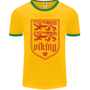 The Vikings Valknut Symbol Lions Valhalla Mens Ringer T-Shirt FotL Gold/Green