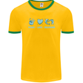 Peace Love Dolphins Sea life Mens Ringer T-Shirt FotL Gold/Green