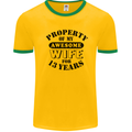 13th Wedding Anniversary 13 Year Funny Wife Mens Ringer T-Shirt Gold/Green