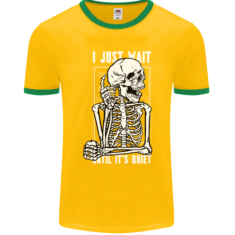 Teacher Ill Just Wait Teaching Maths Enlish Mens Ringer T-Shirt FotL Gold/Green