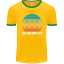 Foosball Table Football Real Men Don't Spin Mens Ringer T-Shirt FotL Gold/Green