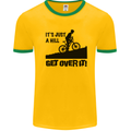 A Hill Get Over It Cycling Cyclist Funny Mens White Ringer T-Shirt Gold/Green