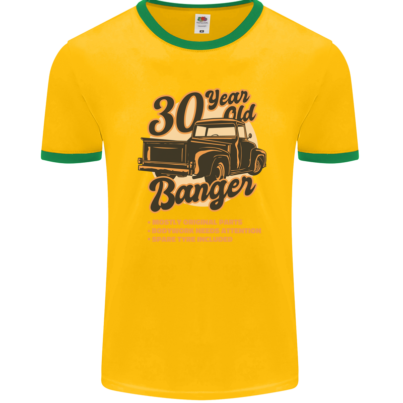 30 Year Old Banger Birthday 30th Year Old Mens Ringer T-Shirt FotL Gold/Green