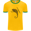 Steampunk Chameleon Mens Ringer T-Shirt FotL Gold/Green