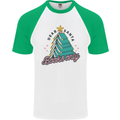 Books Only Christmas Tree Funny Bookworm Mens S/S Baseball T-Shirt White/Green