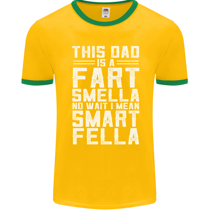 This Dad Is a Fart Smella Funny Fathers Day Mens Ringer T-Shirt FotL Gold/Green