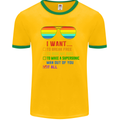 Want to Break Free Ride My Bike Funny LGBT Mens Ringer T-Shirt FotL Gold/Green