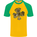 Steampunk Shamrock Mens S/S Baseball T-Shirt Gold/Green