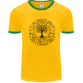 Trees What a Wonderful World Environment Mens White Ringer T-Shirt Gold/Green