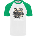 50 Year Old Banger Birthday 50th Year Old Mens S/S Baseball T-Shirt White/Green