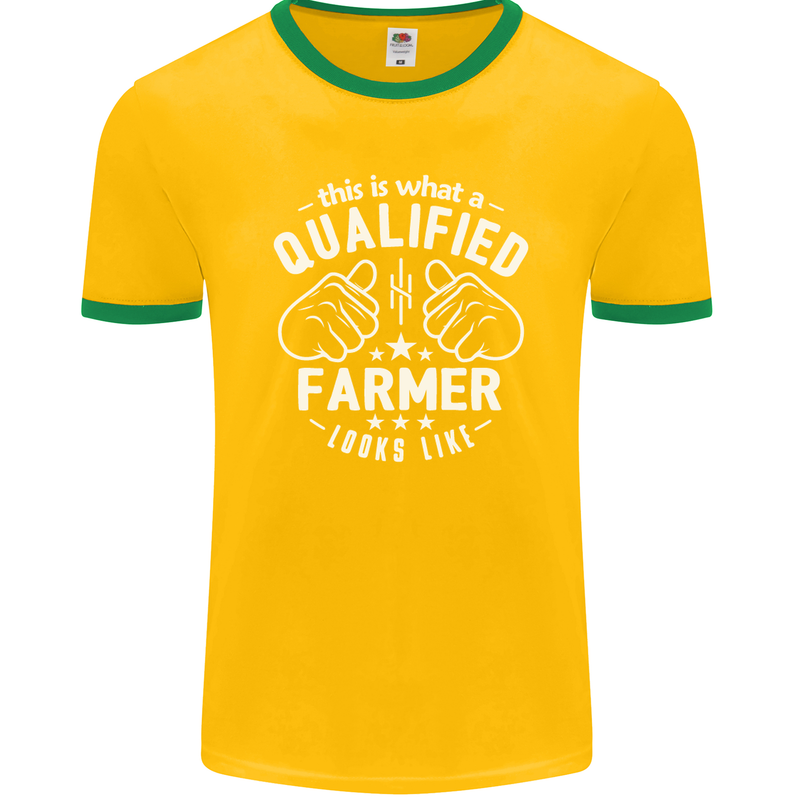 This Is What a Qualified Farmer Looks Like Mens Ringer T-Shirt FotL Gold/Green