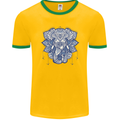 Elephant Mandala Art Mens Ringer T-Shirt FotL Gold/Green