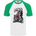 Graveyard Rock Guitar Skull Heavy Metal Mens S/S Baseball T-Shirt White/Green