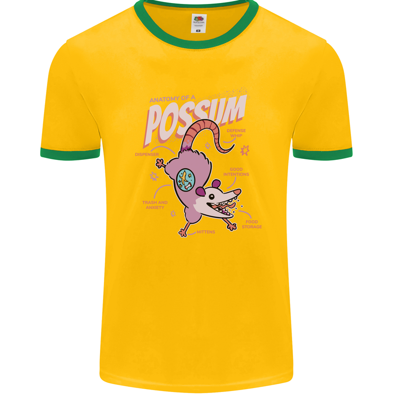 Possum Anatomy Mens Ringer T-Shirt FotL Gold/Green